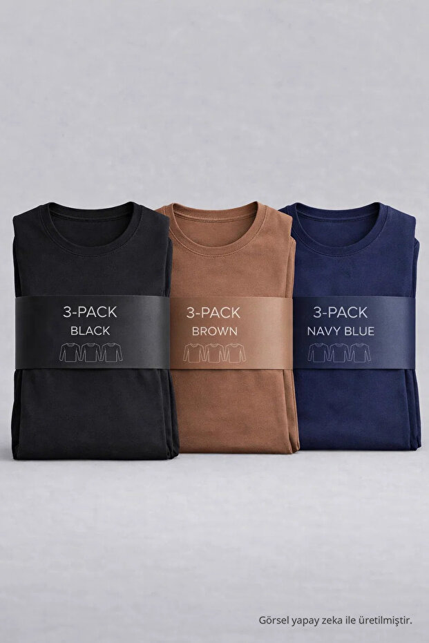 Women's Crew Neck Long-Sleeve 3-Pack T-Shirt
