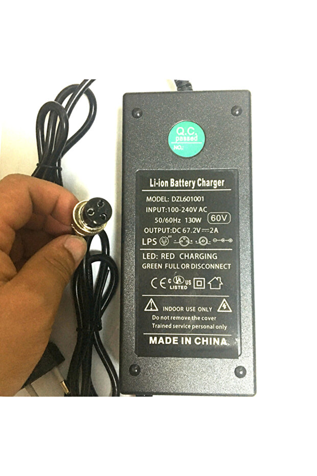 EU DC67.2V 2A Lithium Battery Charger For Wheelbarrow Self Balancing Skateboard 60V 10AH 12AH With G