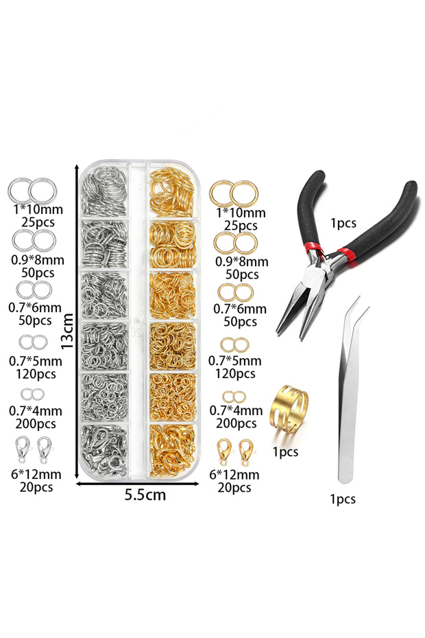 Set 04 930pcs/Box Jewelry Findings Kits Open Jump Rings Lobster Clasps Hooks Pliers Tweezers for DIY