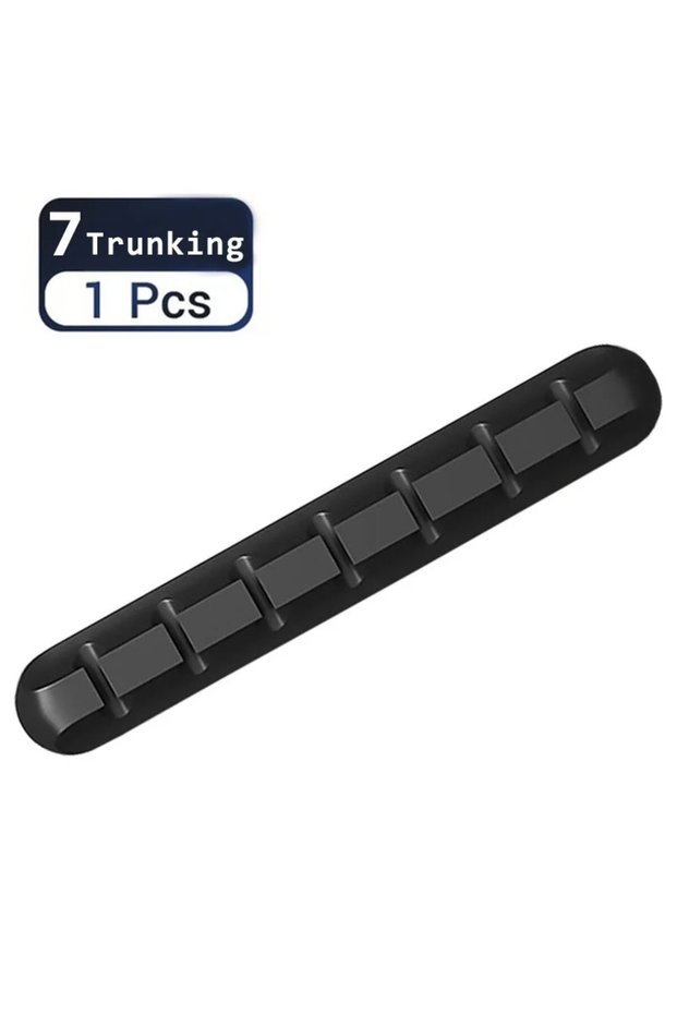 Black 7 holes Self-Adhesive Power Cord Manager Fixed Chuck Plug Mouse Cable Headset Winder Mobile Ph
