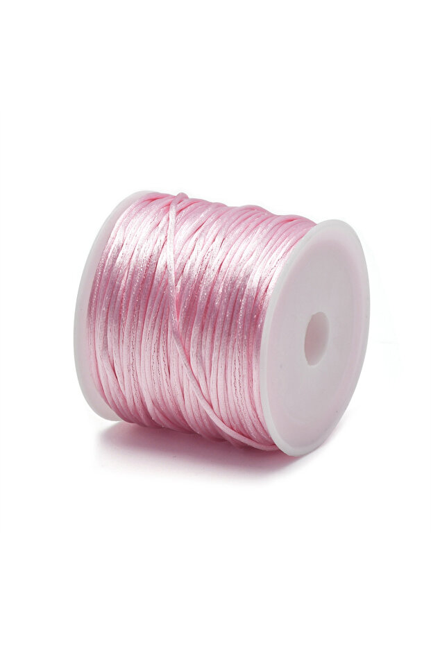 1.5mm 22Meters Pink 1.5mm Crafts Satin Rattail Cord String from Nylon for Chinese Knot, Macramé, Tri