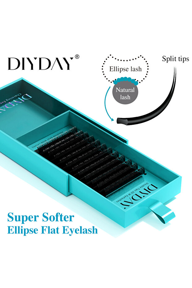 8-15Mix 0.15MM D DIYDAY Ellipse Flat Eyelash Extensions 0.15 0.20 Super Softer Individual Flat Lashe
