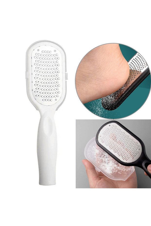 White New Foot File Stainless Steel Rasp Anti-Splash,Heel Grater Hard Dead Skin Callus Remover Pedic