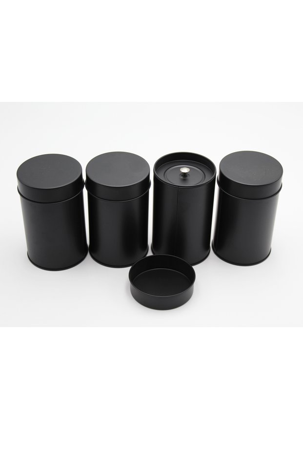 black 4 piece tea can with sealed double lid, suitable for bulk metal tea cans, suitable for loose