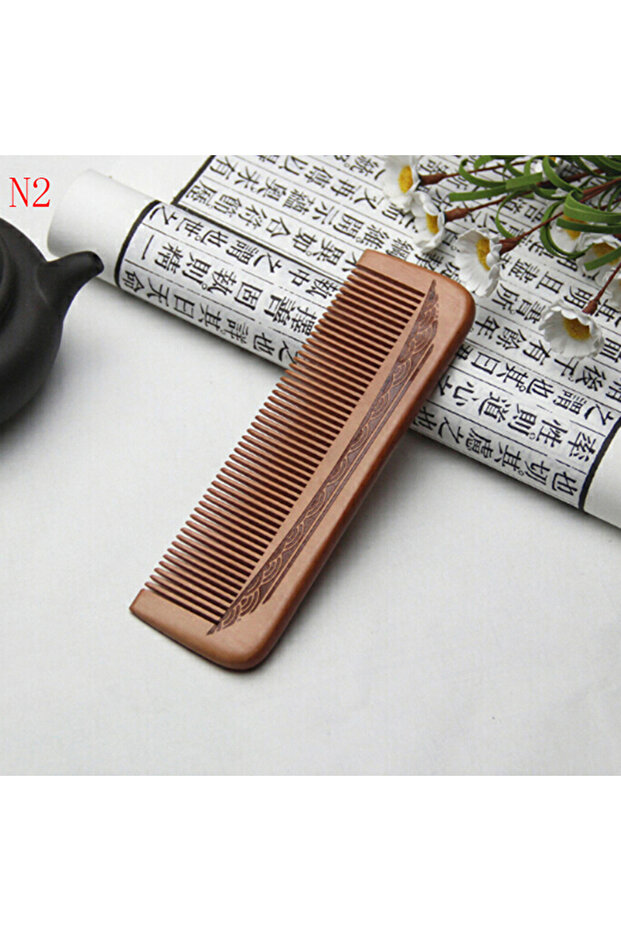 N2 Natural Peach Wood Comb Close Teeth Anti-Static Head Massage Hair HealthTools