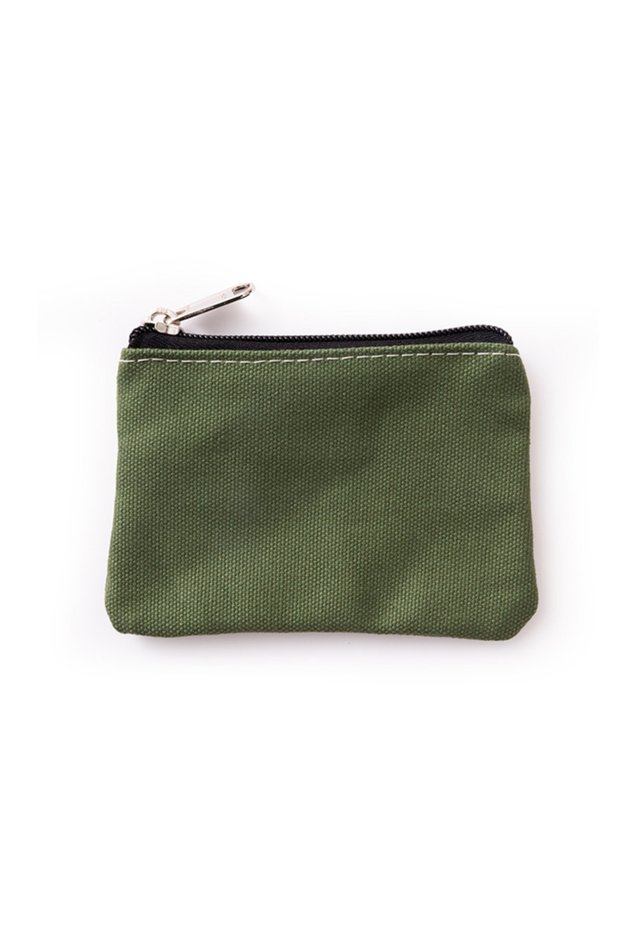 deep green DIY Plain Canvas Cotton Bag Pure Zipper Coin Key Bag Money Pocket Women Men Hand-held Coi