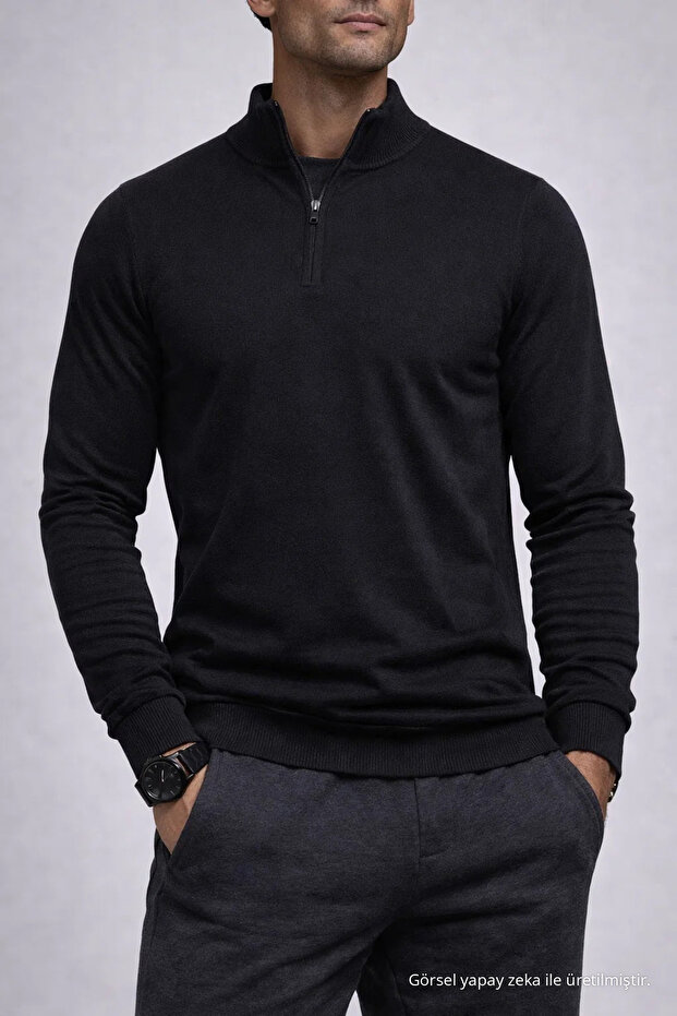 Men's Winter Loose Trendy Black Knit Sweater