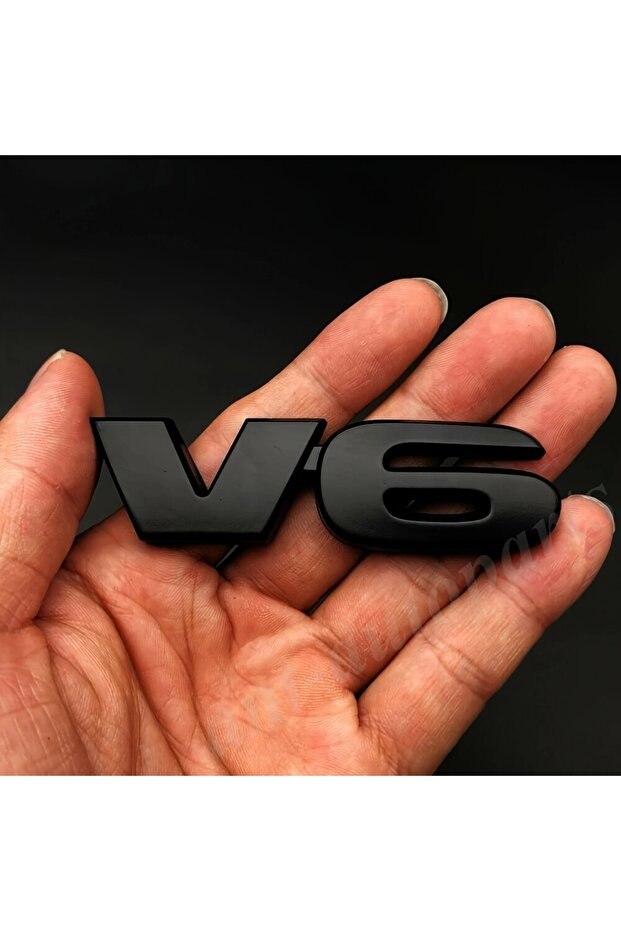 black V6 Car Trunk Rear Side Emblem Badge Sticker 3D Matte Black For Car Motorcycle Truck SUV