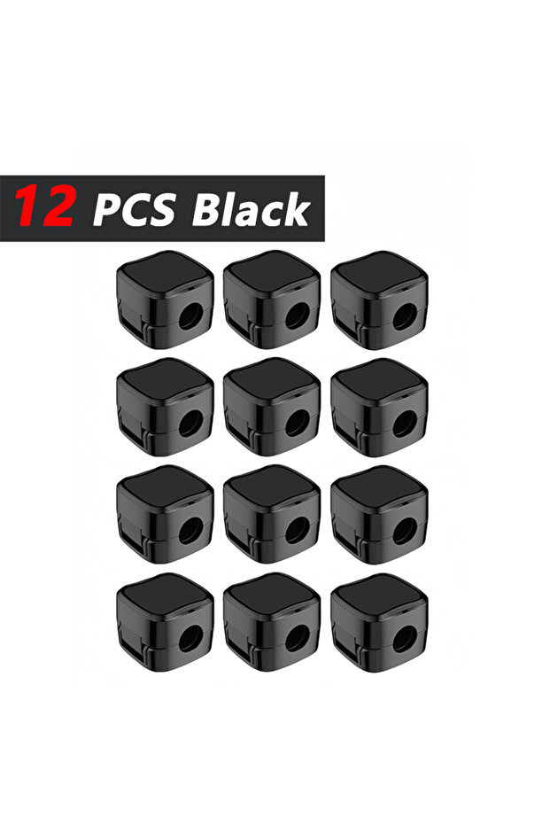 12 Black iLMH Non-magnetic Strong Cable Clips Adjustable Cord Holder, Adhesive Under Desk Mgmt Orga