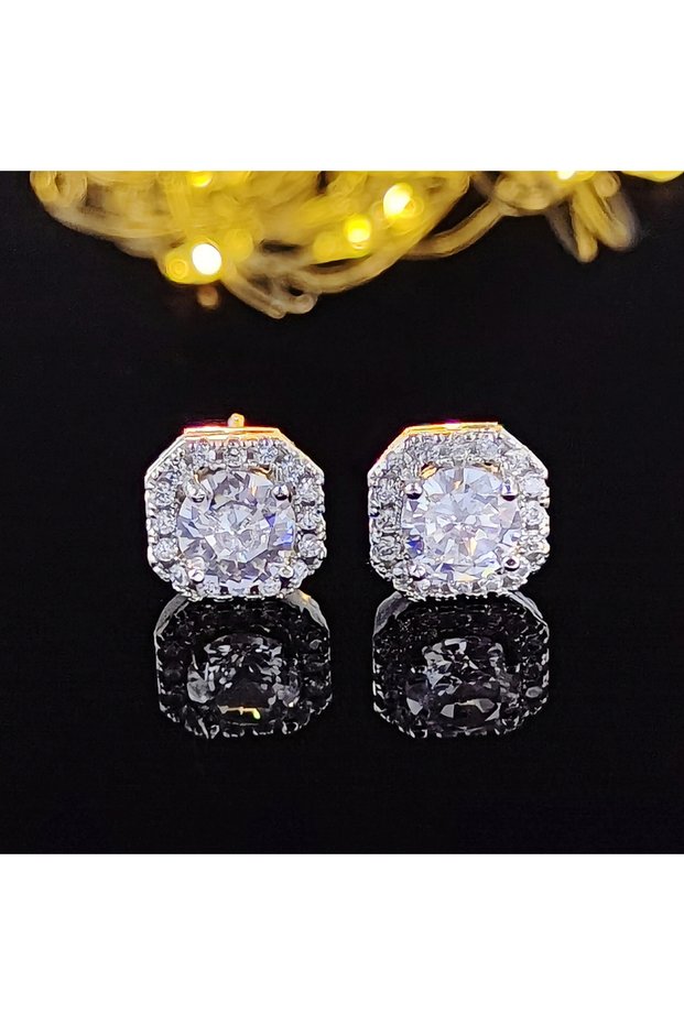 silver Silver Color Korean Zircon Stud Earrings Brincos for Women Wedding Boucle D'oreille Femme Bi