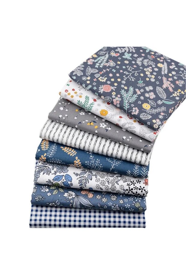 free size B8pcs (25cm*20cm)8pcs Pink Floral Cotton Fabric Bundle; PreCut Fabric; Sewing Supplies For