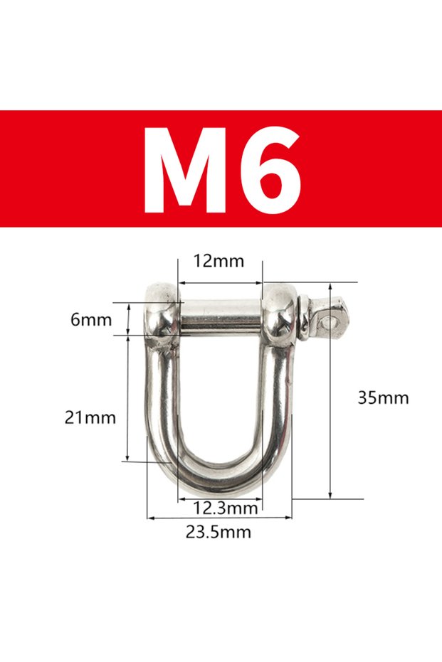 M6-2Pcs 304 Straight D Shackle Short Stainless Steel Breaking D Rigging Shackle Hooks boat rigging h