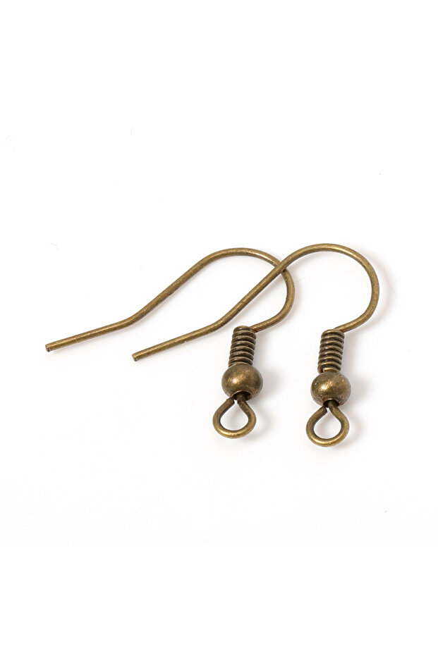 100pcs Antique Bronze 100pcs Women Ear Hooks Dangle Earrings Clasps Findings Earring Wires With Bead