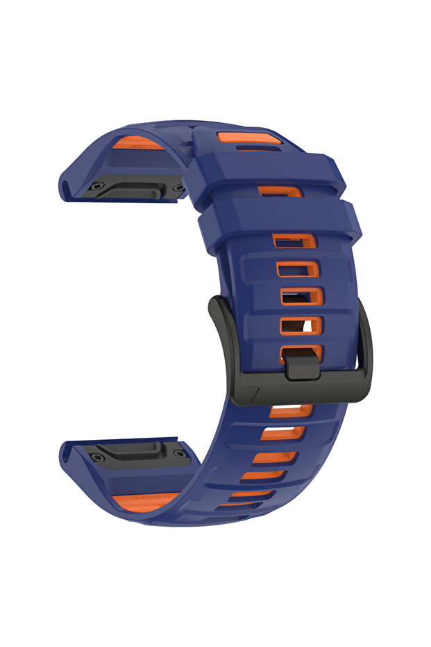 QuickFit 26mm b-Navy Blue Orange Sport Strap Silicone Watch Band 22mm 26mm For Garmin Fenix 8 Pro E