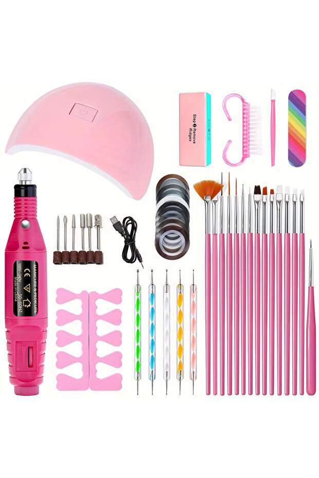 Set-2 LINMANDA Professional USB Electric Nail Drill Polish File Kit with UV LED Nail Lamp Gel Manicu