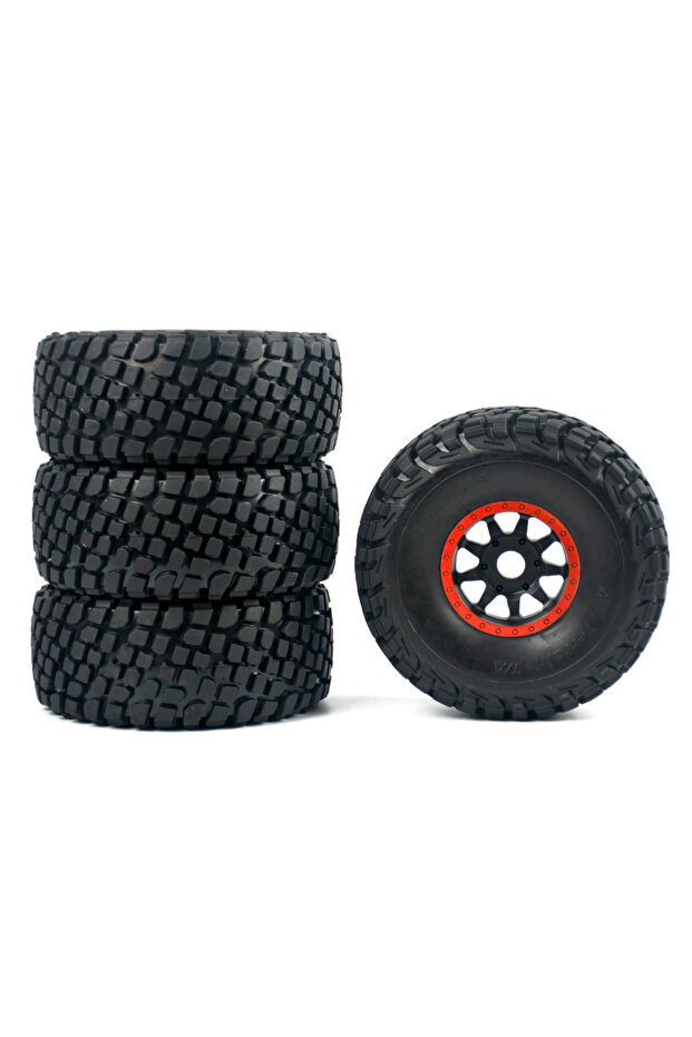 Red 4pcs 1/7 Mojave Arrma Desert Short Course Truck Tires Wheel For Off-road Buggy Tire 17MM Adapte