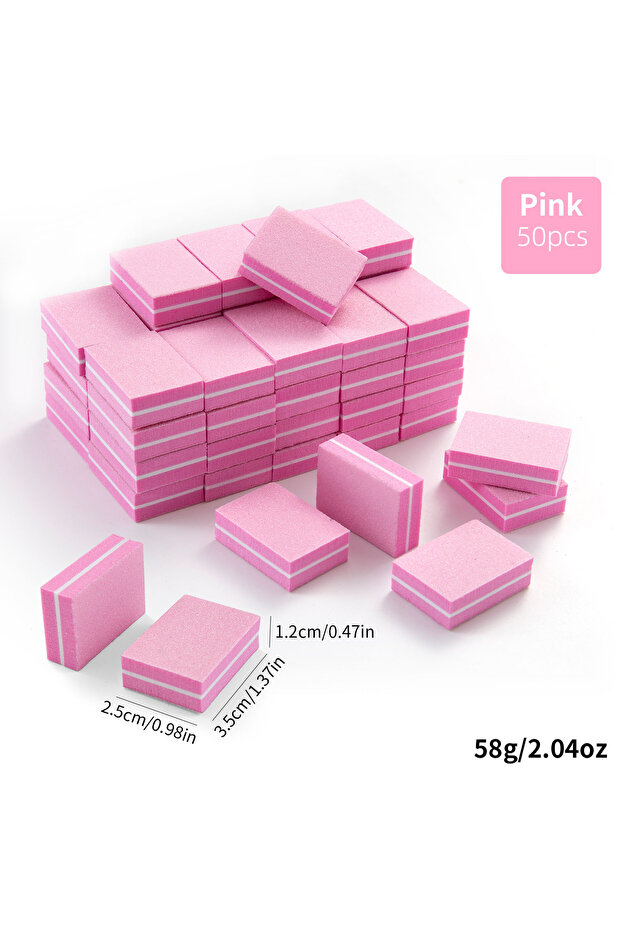 50pcs pink 50pcs Lot Two-sided Mini Nail File Blocks Colorful Sponge Nail Buffer Block Nail Polishin