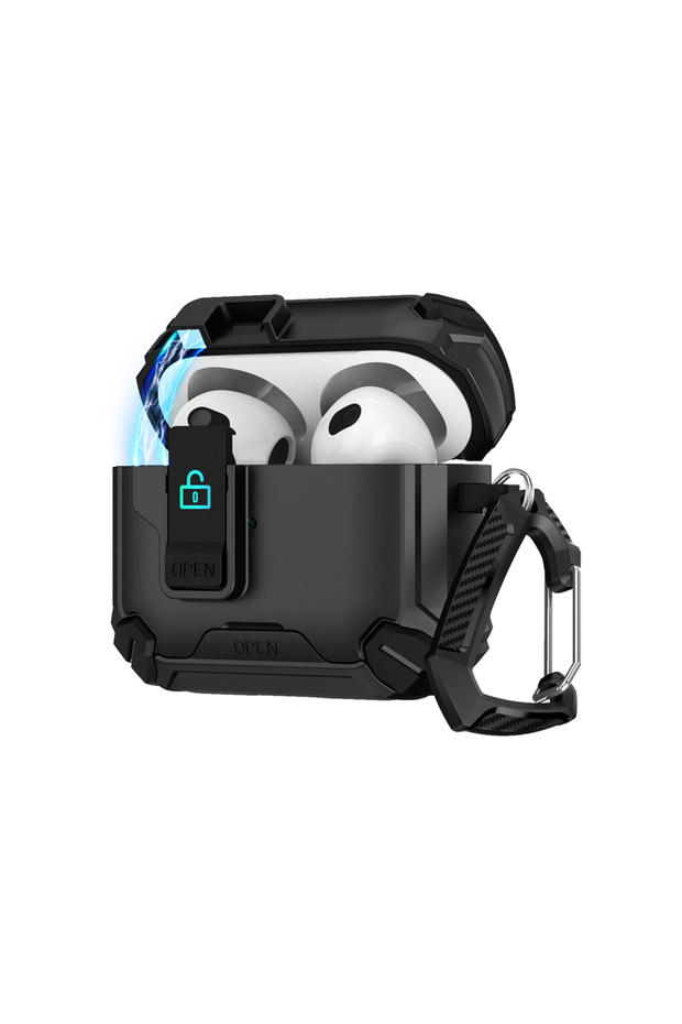 For Airpods Pro 2 Black Magnetic Security Lock Earphone Cover for Airpods Pro 2 4 ANC Case Full Body