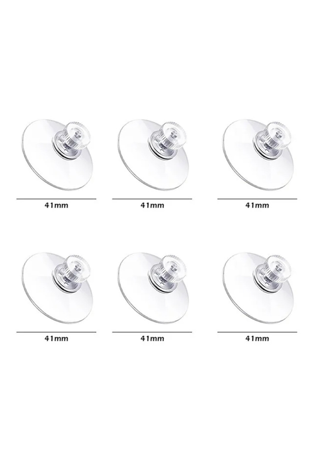 6Pcs Diameter 41mm Suction Cup Plastic Pads, Clear PVC Sucker Pads, Strong Adhesive Holder for Windo