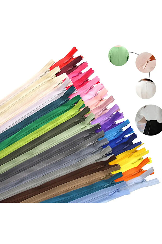 60cm 10pcs-mix 10Pcs/Pack 20cm 25cm 30cm 40cm 50cm 60cm 3# Invisible Zipper Nylon Coil Zipper For D