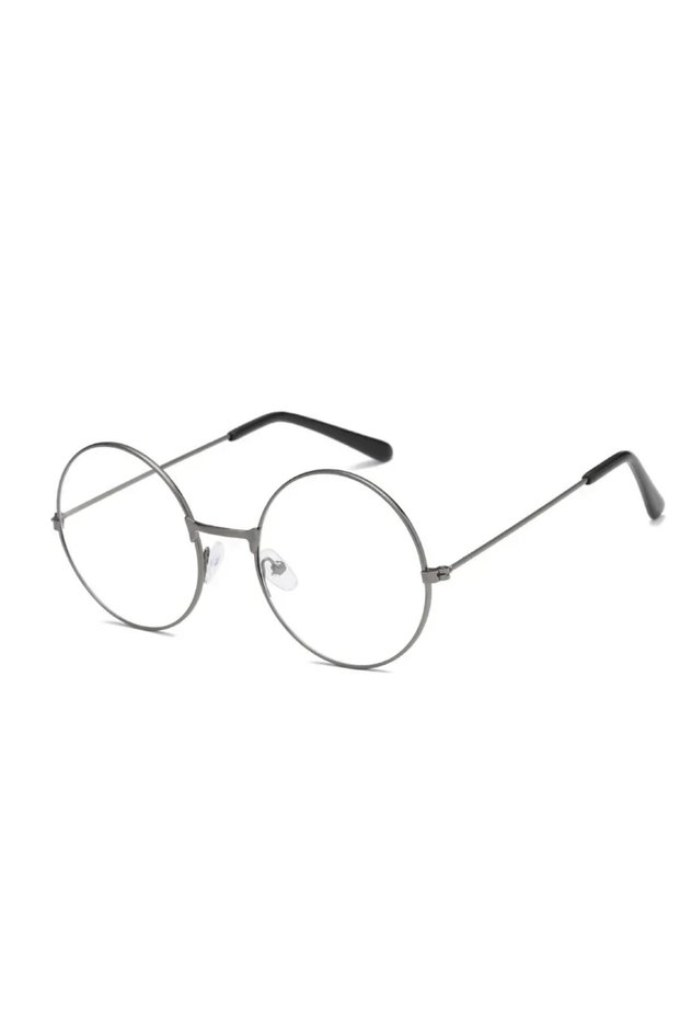 TAN Eyeglass lens Round Metal Frame Glasses Flat Retro Art Glassesed Cosplay Anime Glasses Cosplay A