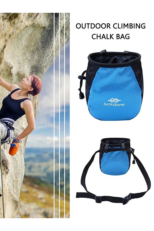 Blue Waterproof Chalk Bag Adjustable Storage Climbing Magnesium Powder Bag for Hiking Climbing Weigh