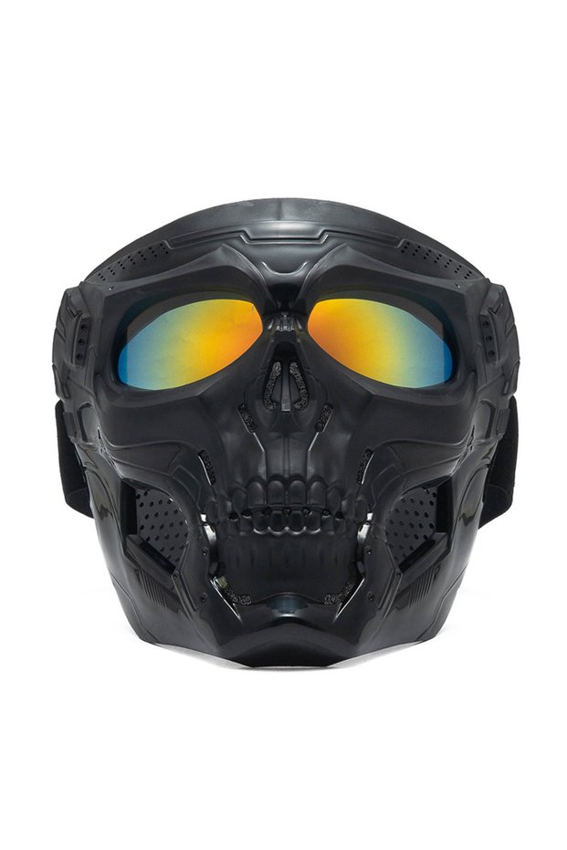 Black 3 Cycling Colored Goggle Motorcycle Skull Skeleton Mask Windproof Full Face Mask Paintball Gam