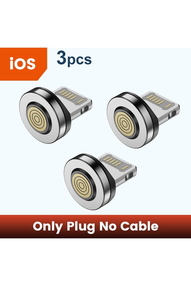 1m 3pcs iOS Plug 540 Rotate Magnetic USB Type C Cable For iPhone 12 X Xiaomi Fast Char