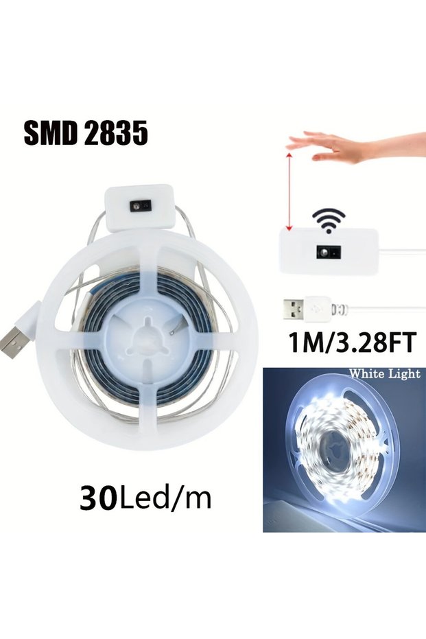 1M Cold White 5V 1M DC 5V Night Lights Lamp USB Gesture Sensor Dimmable 60 LEDs/m Strip Lights TV Ba