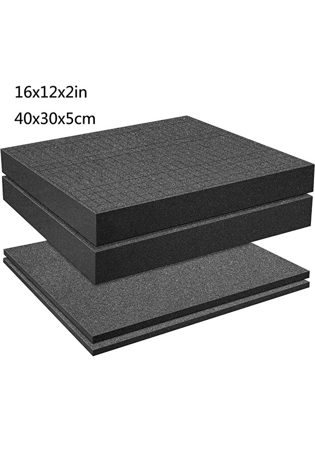 16X12X2inch black 4 PCS Pick Apart Foam Insert, Pick and Pluck Foam, Pluck Pre Cube Sheet Foam with