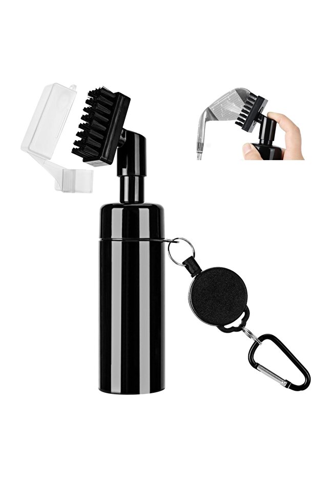 Black Golf Club Head Cleaning Brush, For U-shaped And V-shaped Grooves With Retractable Buckle