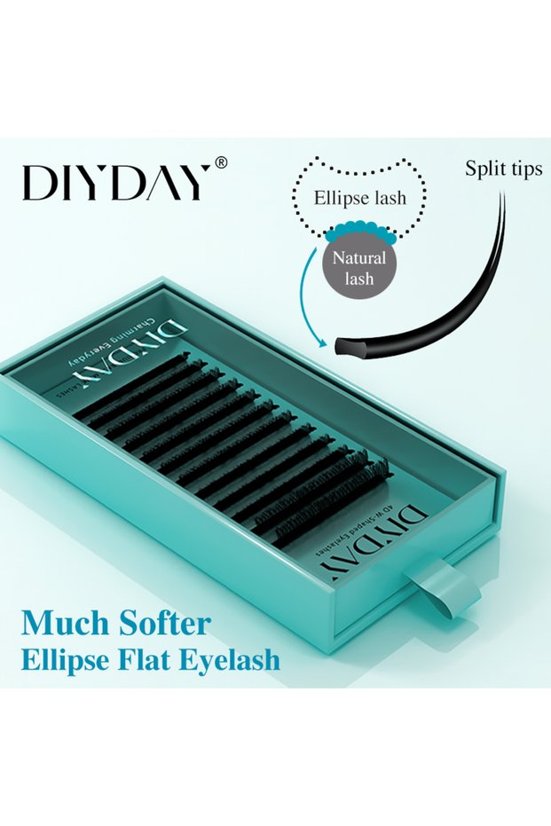 8-15Mix 0.20mm CC Flat lash Extension DIYDAY Ellipse Flat Eyelash Extension Split Tips Matte Black F