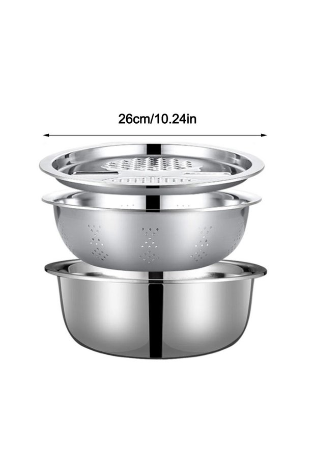 26cm 3Pcs/Set 3-in-1 Drain Wash Vegetables Basin With Strainer Sink Bowl Large Capacity Rice Wash Ba