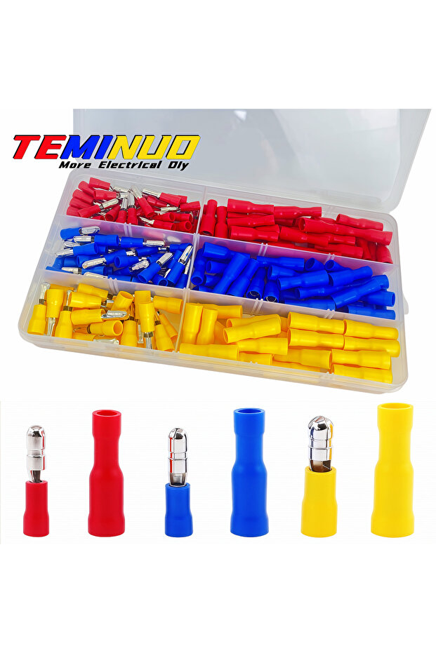 160pcs-Mix In Box 160/80/60pcs Bullet Butt Connectors, Fully Insulated PVC Quick Splice Electrical C