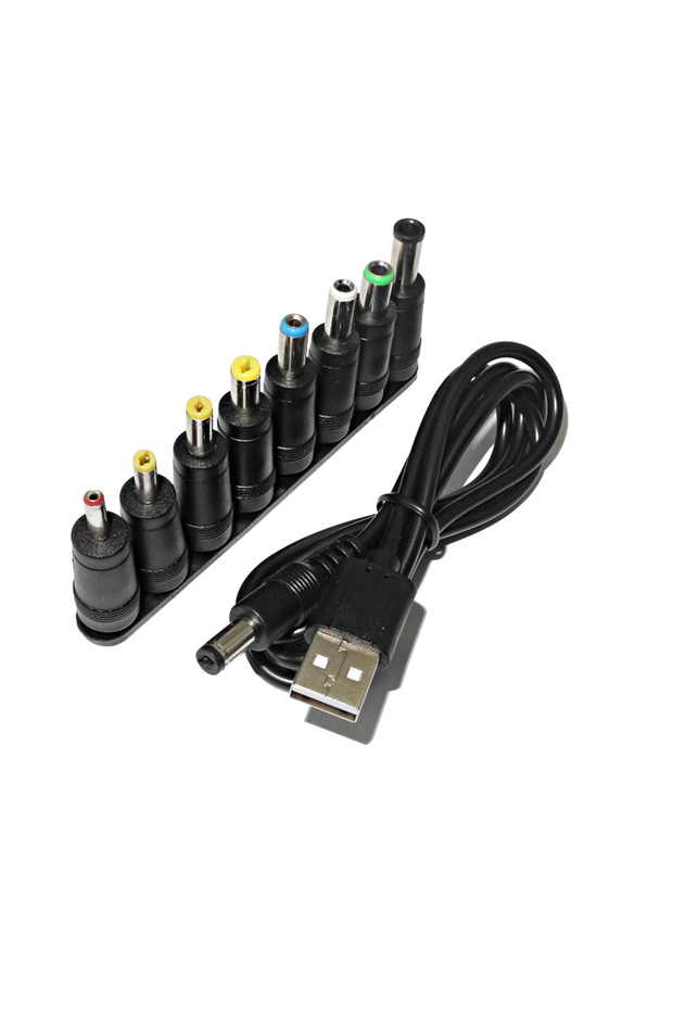 ​Universal Power Cable USB to DC 5.5 * 2.1mm Jack 5V Charging Cord with 8 Selectable Connector Tips