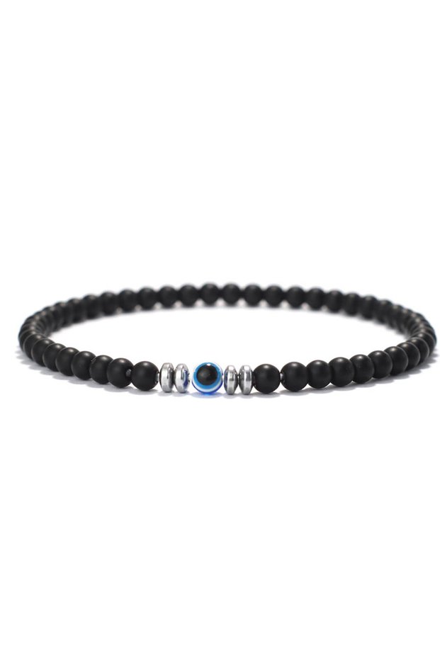 19.5cm(7.7inches) onyx stone Noter Men 4mm Stone Bracelet Howlite Obsidian Beaded Meditation Braslet