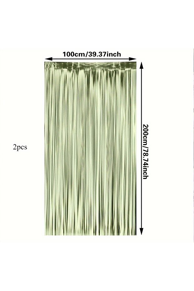 Green-2pcs 2pcsGreen Laser Rain Silk Curtain Backdrop Birthday Party Photo Booth Decoration Event An