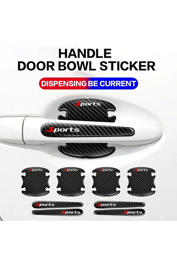 8Pcs Car Door Handle Anti-scratch Sticker Carbon Fibre Car Door Bowl Handle Protector Paint Scrat...