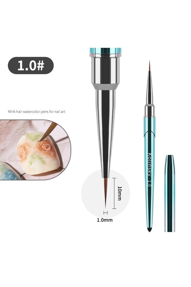 G-B550-01 1Pc Metal Handle Kolinsky Nail Liner Brush Nail Painting Pen Acrylic UV Gel Brushes Crysta