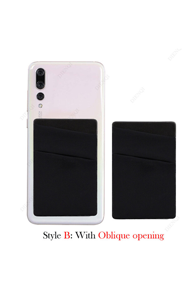Black B Mobile Phone Card Holders Phone Wallet Stick on Card Holder for Phone Case Adhesive Sticker