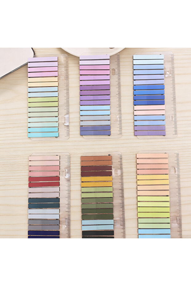 6packs 16JXB 6 Packs / 12 Packs Morandi Index Tabs with Built-in Ruler, Multicolor Self-Stick Page M