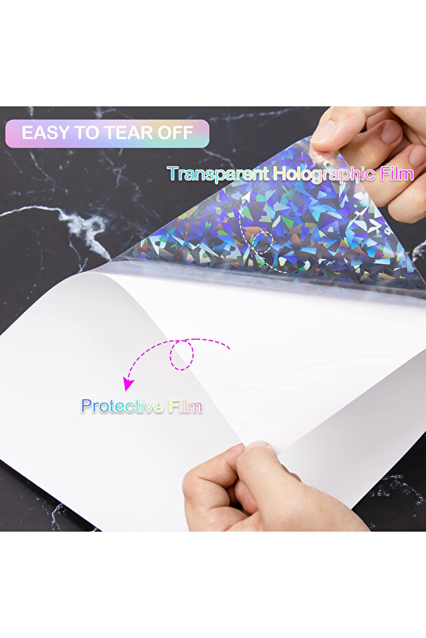 Broken Glass 20 Sheets Holographic Sticker Paper A4 Clear Vinyl Self Adhesive Waterproof Transparent