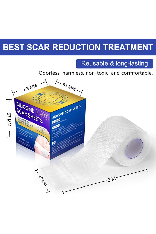4cmX300cm 1 Roll Invisible Silicone Scar Sheets , 4cm X 150/300cm Self-Adhesive Scar Cover Tape Reus