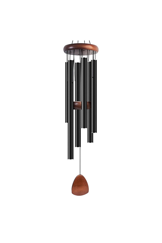 black 28 Inch WindChimes Outdoor with 6 Tuned Tubes WindChimes with Wind Catcher Wind Chime for Yard