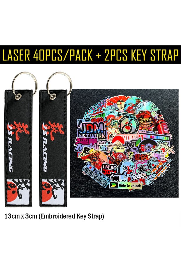 Key Ring SET 40PCS/Lot laser Rainbow Random Motorcycle Stickers Car Moto Bike Helmet Fuel Tank JDM L