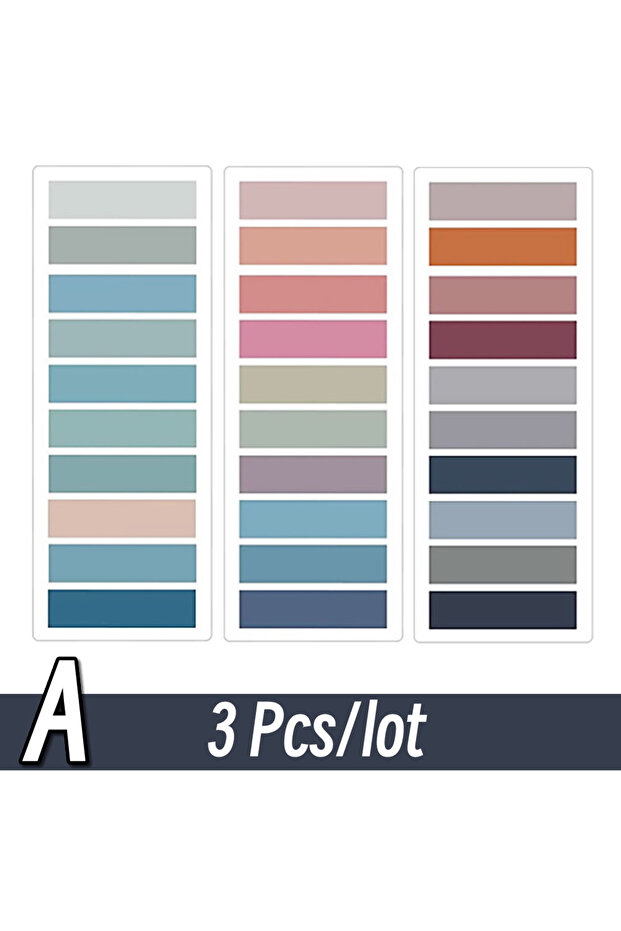 A Set 3 Pcs 2400S Transparent Colorful Index Creative Memo Pads Office School Stationery Self-Adhesi