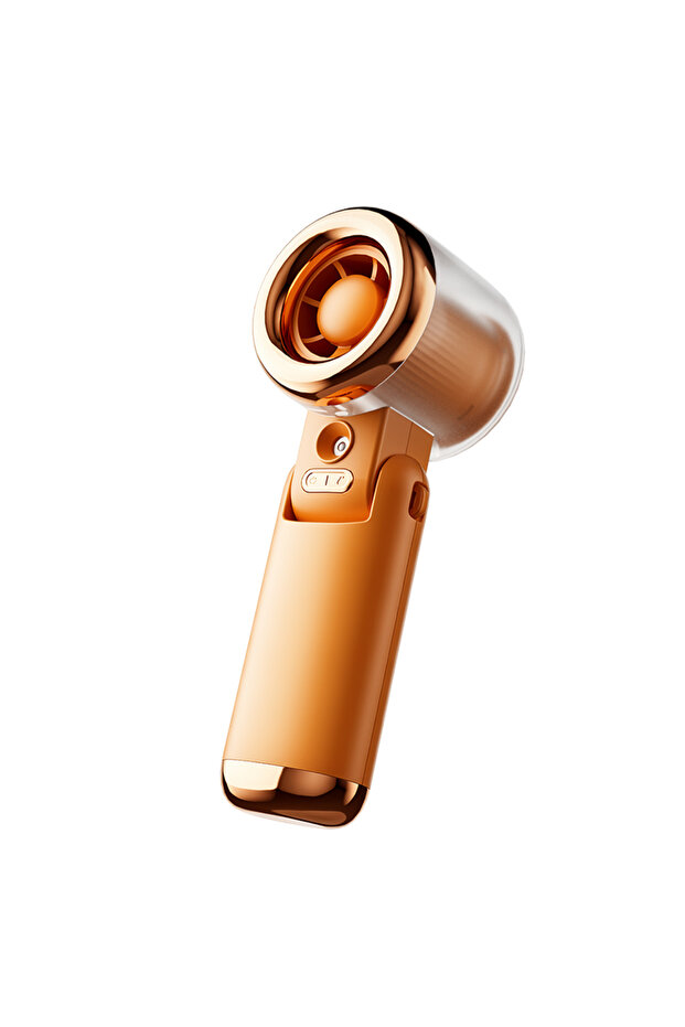 Orange Mini Small Fan Water Mist Spray Fan 3600mAh 5 Speeds Portable Handheld Foldable Neck Hanging