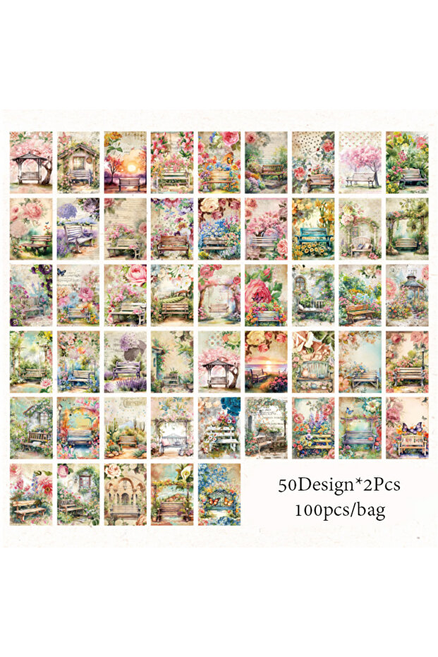 S23011-2 Mr. Paper 4 styles 100pcs/pack garden whisper series material book DIY handbook bottoming p