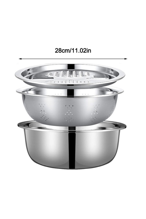 28cm 3Pcs/Set 3-in-1 Drain Wash Vegetables Basin With Strainer Sink Bowl Large Capacity Rice Wash Ba