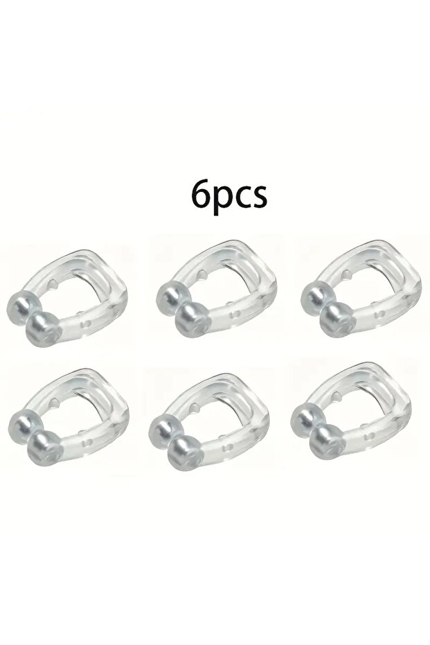 GRAY 6-Pack Magnetic Anti-Snore Nose Clips: Clear PVC for Comfortable Snoring Relief & Quieter Sleep